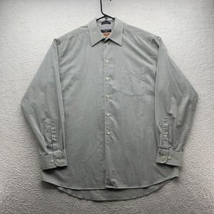 Dockers Button Up Shirt Mens Large L Black White Check Stain‎ Defender Casual